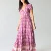 Natural Life Evangeline V-Neck Maxi Dress - Purple Border