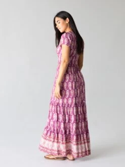 Natural Life Evangeline V-Neck Maxi Dress - Purple Border -Natural Life Shop 1A2A0441