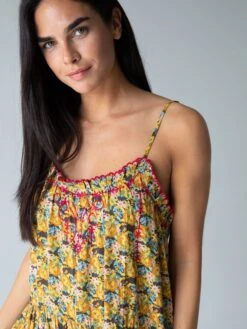 Natural Life Embroidered Harley Dress - Gold Floral