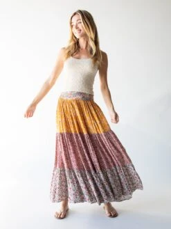 Natural Life Hanna Convertible Maxi Skirt - Mixed Golden Floral