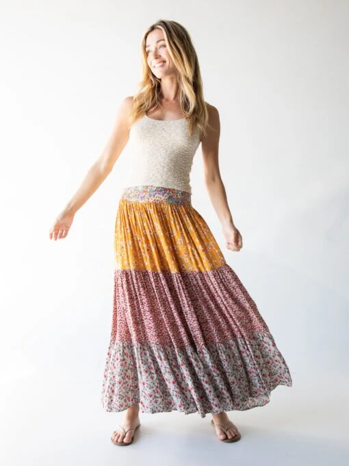 Natural Life Hanna Convertible Maxi Skirt - Mixed Golden Floral -Natural Life Shop 1A2A4973