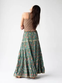 Natural Life Gabi Tiered Maxi Skirt - Teal Red Floral -Natural Life Shop 1A2A5138 1