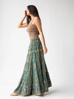 Natural Life Gabi Tiered Maxi Skirt - Teal Red Floral -Natural Life Shop 1A2A5157