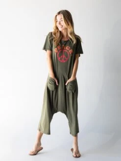 Natural Life Nomad Knit Printed Jumpsuit - Peace Sign -Natural Life Shop 1A2A5179