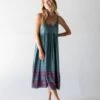 Natural Life Gigi Midi Dress - Teal Floral Border
