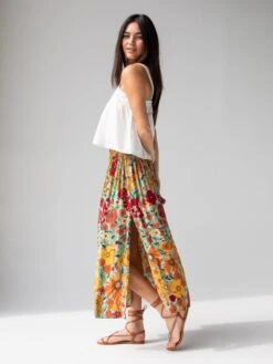 Natural Life Addie Midi Skirt - Gold Vintage Floral