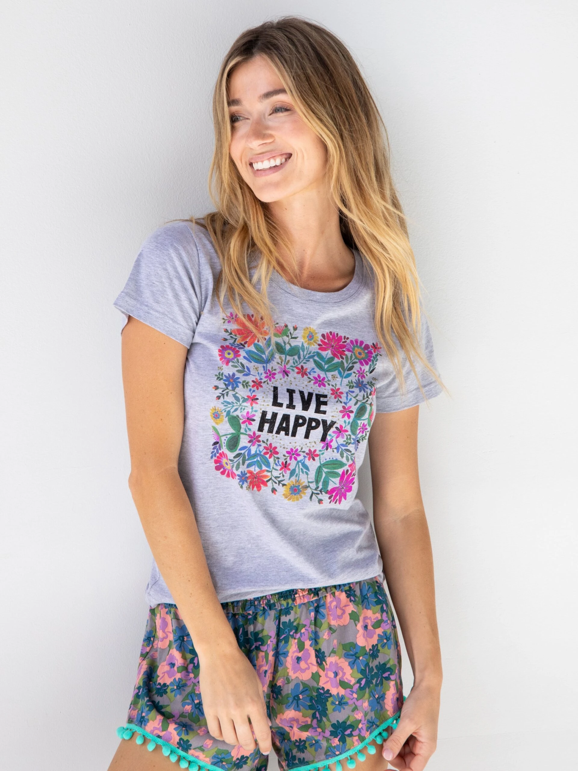 Natural Life Perfect Fit Tee Shirt - Live Happy Wreath 1 Natural Life Perfect Fit Tee Shirt - Live Happy Wreath