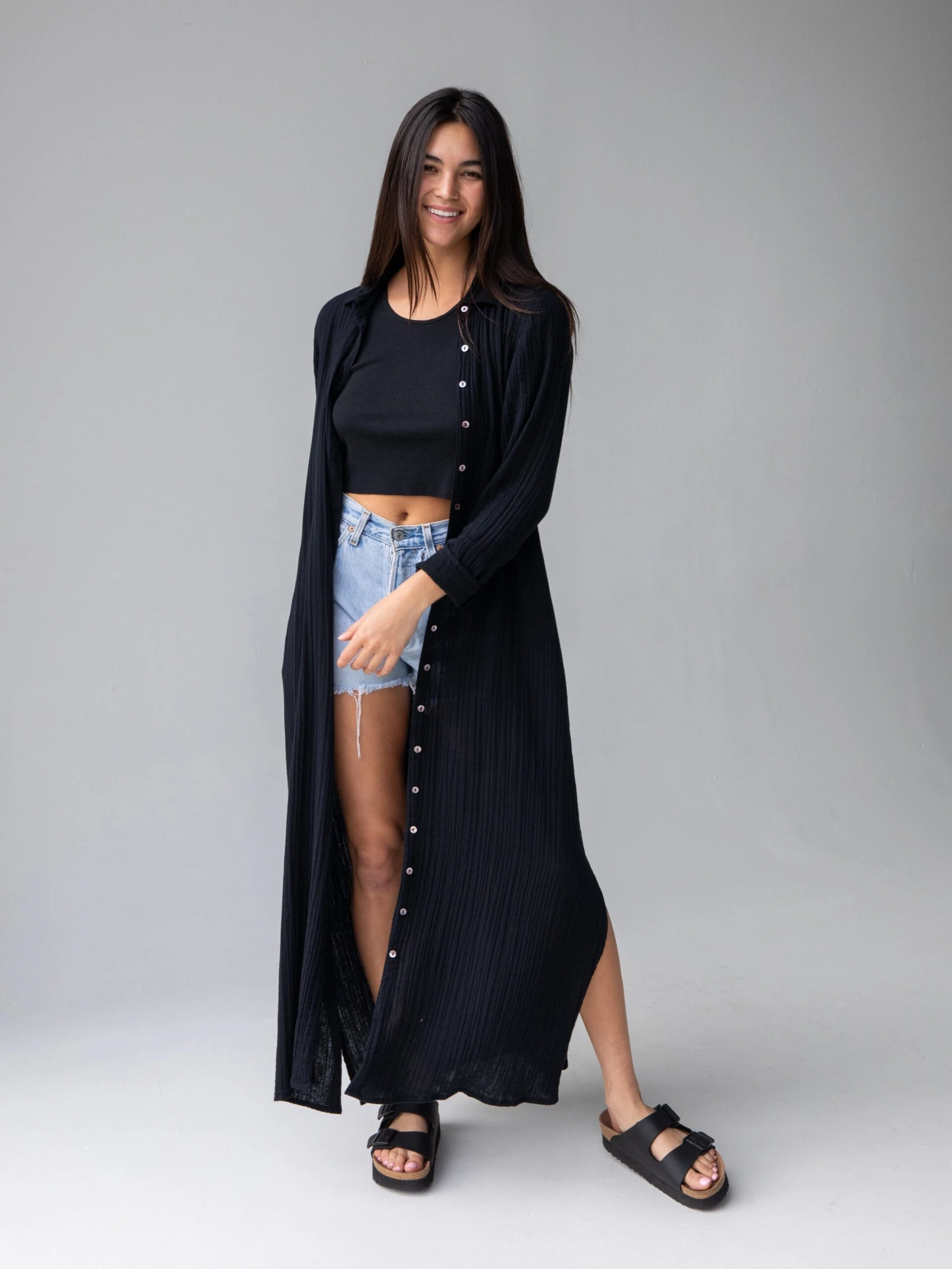 Natural Life Drew Gauze Shirt Dress - Black 3 Natural Life Drew Gauze Shirt Dress - Black - Image 3