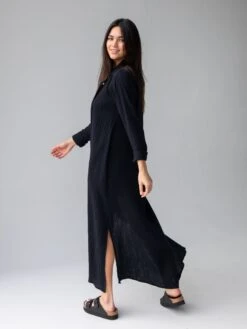Natural Life Drew Gauze Shirt Dress - Black 9 Natural Life Drew Gauze Shirt Dress - Black -Natural Life Shop 1A2A7355