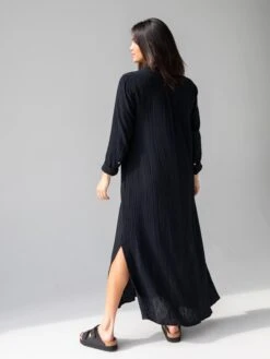 Natural Life Drew Gauze Shirt Dress - Black 8 Natural Life Drew Gauze Shirt Dress - Black -Natural Life Shop 1A2A7386