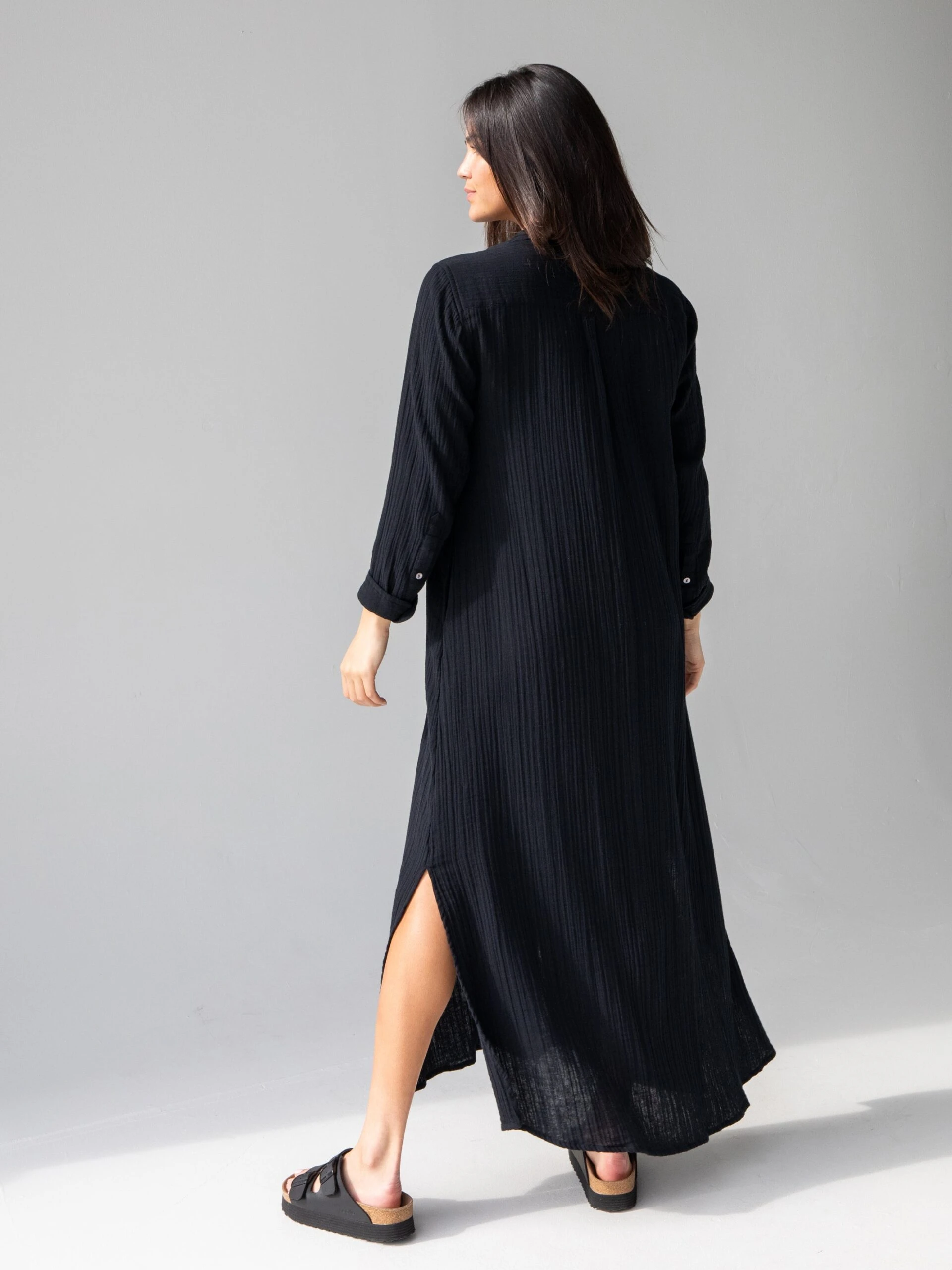 Natural Life Drew Gauze Shirt Dress - Black 4 Natural Life Drew Gauze Shirt Dress - Black - Image 4