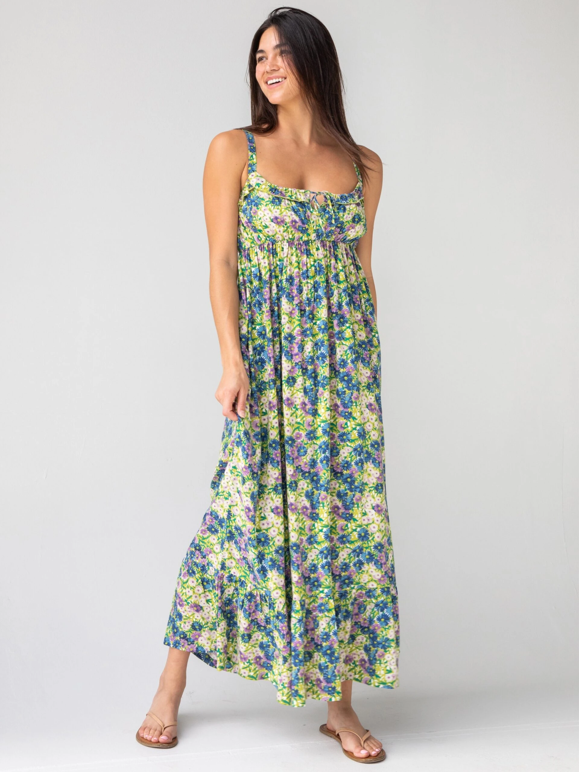 Natural Life Elizabeth Maxi Dress - Green Floral 1 Natural Life Elizabeth Maxi Dress - Green Floral