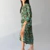 Natural Life Dara Woven Maxi Dress - Olive Floral Border