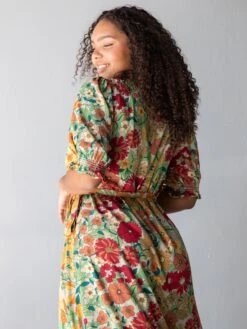 Natural Life Sophia Wrap Midi Dress - Gold Vintage Floral -Natural Life Shop 1A2A9730