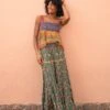 Natural Life Gabi Tiered Maxi Skirt - Teal Red Floral
