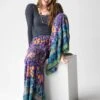 Natural Life Patti Palazzo Pant - Blue Green Border