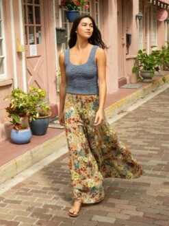 Natural Life Patti Palazzo Pant - Tan Cream Floral -Natural Life Shop 484A1018 20copy