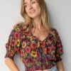 Natural Life Good Vibes Smocked Top - Sunflower