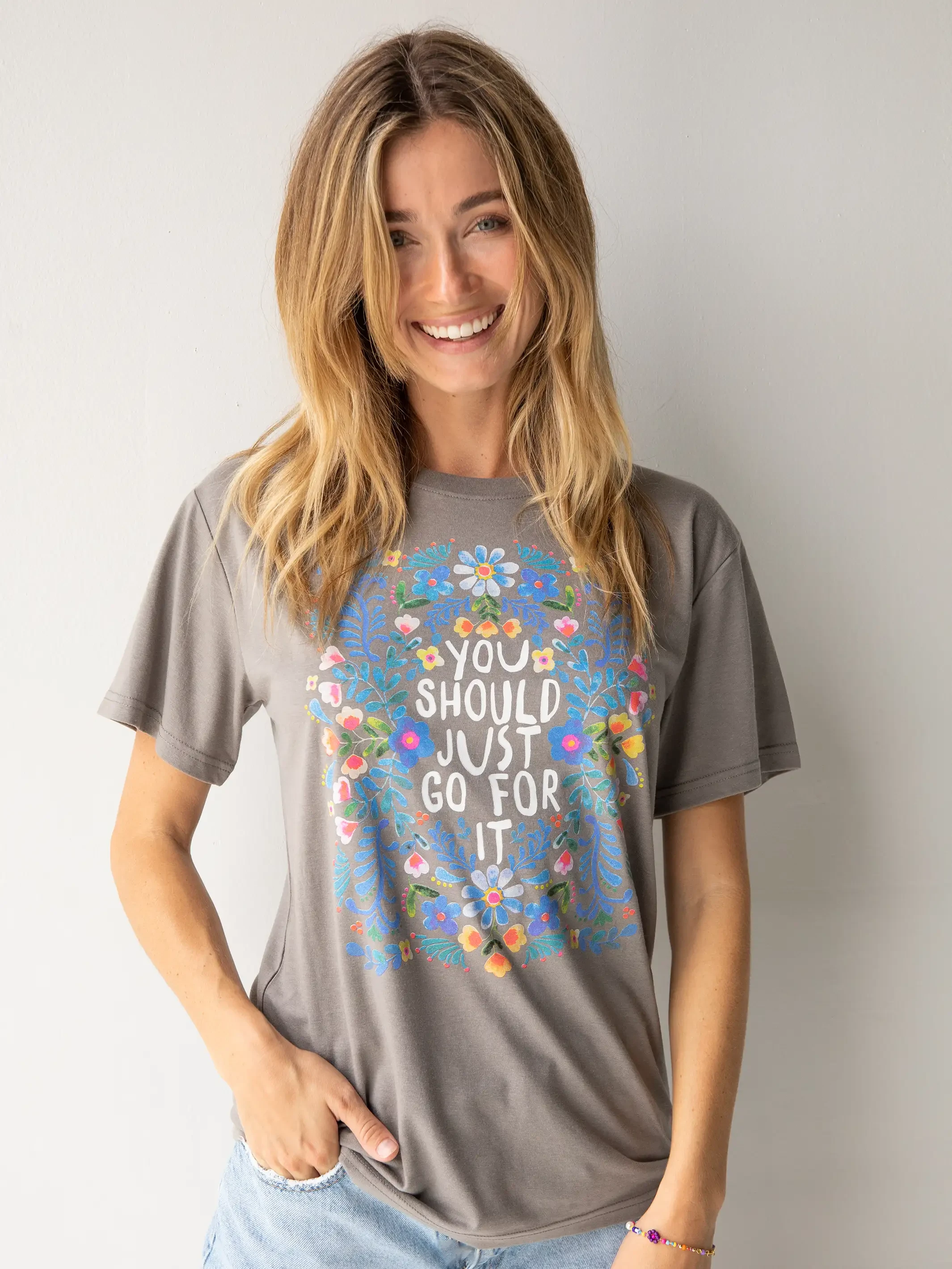 Natural Life Boyfriend Tee Shirt - Go For It 1 Natural Life Boyfriend Tee Shirt - Go For It