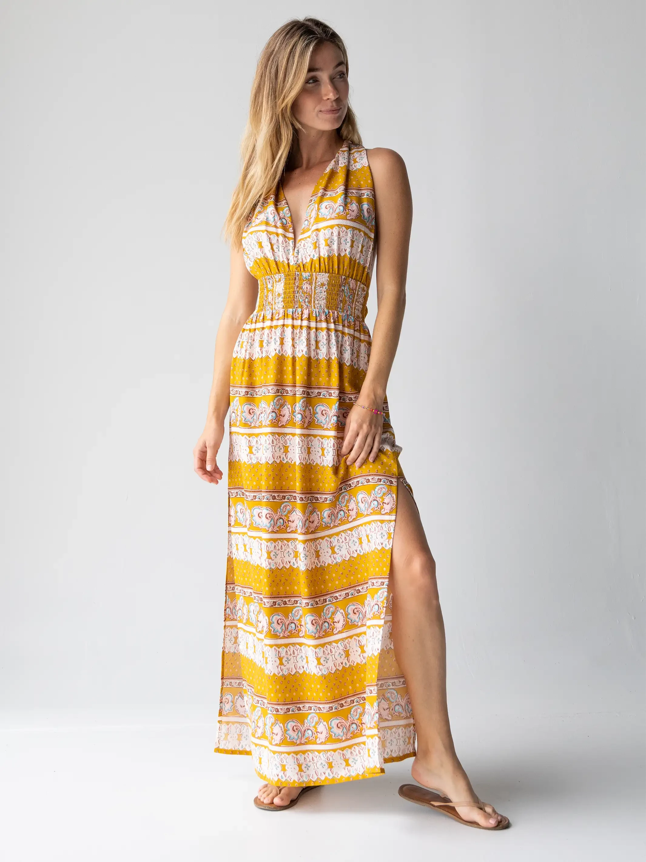 Natural Life Nadia Halter Dress - Mustard Paisley 2 Natural Life Nadia Halter Dress - Mustard Paisley - Image 2