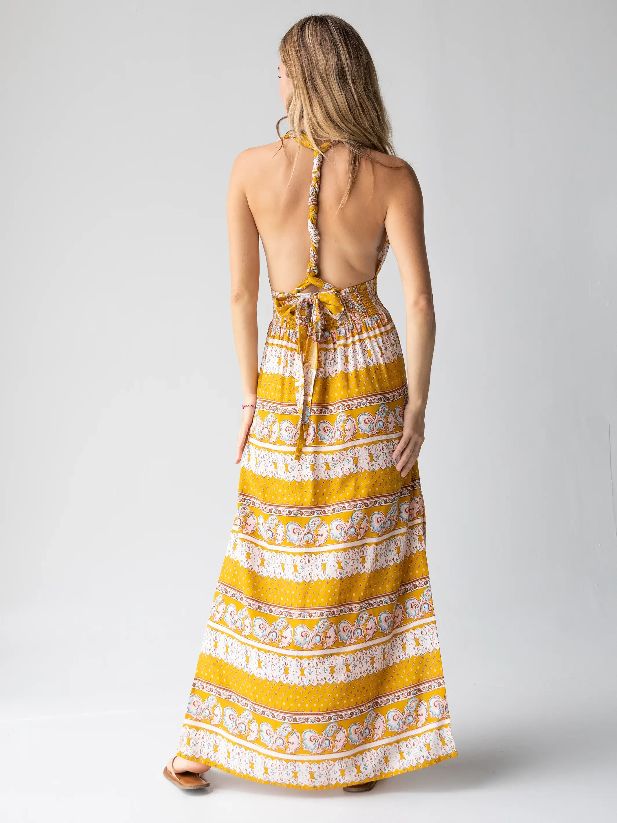 Natural Life Nadia Halter Dress - Mustard Paisley 3 Natural Life Nadia Halter Dress - Mustard Paisley - Image 3