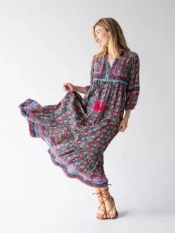 Natural Life Phoebe Maxi Dress - Black Pink Turquoise -Natural Life Shop 484A1649