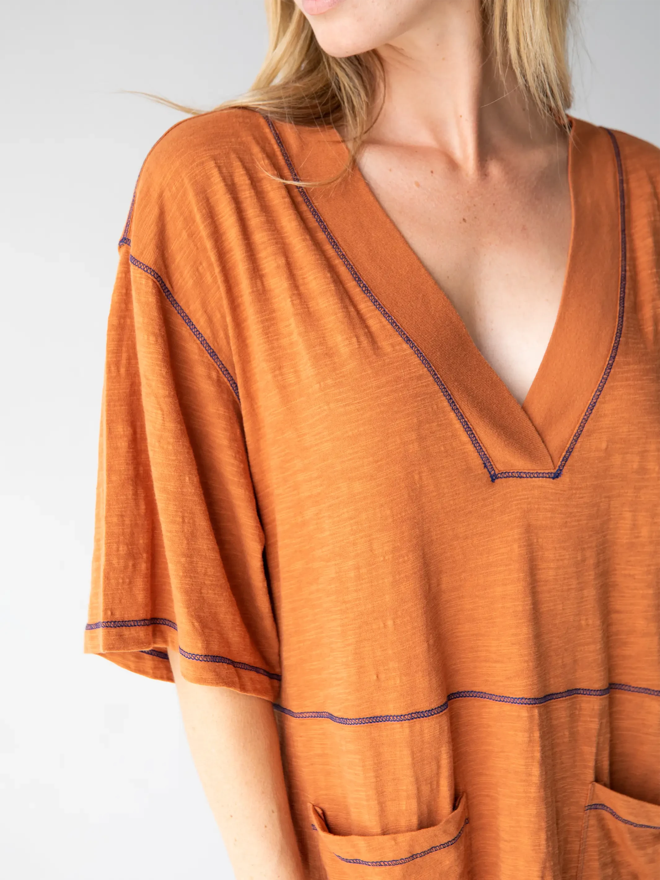 Natural Life Charlie V-Neck Dress - Burnt Orange 3 Natural Life Charlie V-Neck Dress - Burnt Orange - Image 3