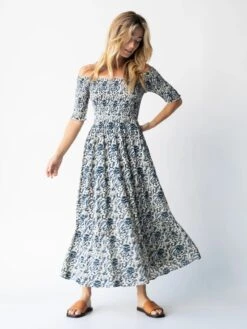 Natural Life Daisy Tiered Midi Dress - Ivory Blue Vines -Natural Life Shop 484A2616 20copy