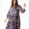 Natural Life Anita Tunic Dress - Navy Yellow Floral
