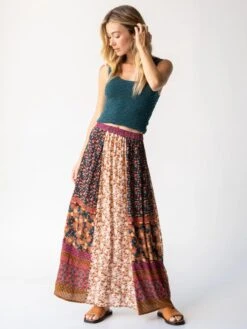 Natural Life Valentina Maxi Skirt - Brown Floral Mix