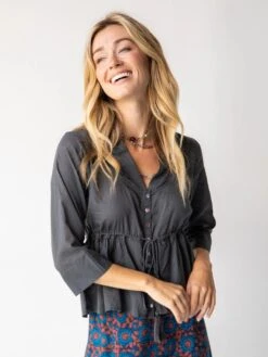 Natural Life Chloe Tie Top - Charcoal 7 Natural Life Chloe Tie Top - Charcoal -Natural Life Shop 484A2843 20copy