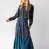 Natural Life Amy Maxi Skirt - Teal Gold Border