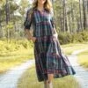 Natural Life Rebecca Tiered Dress - Rainbow Plaid Flannel