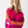 Natural Life Jess Color Block Pullover - Hot Pink