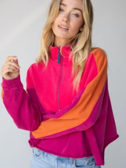 Natural Life Jess Color Block Pullover - Hot Pink -Natural Life Shop 484A3704 20copy
