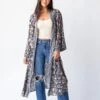 Natural Life Camila Kimono - Charcoal Light Blue Floral