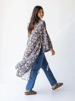 Natural Life Camila Kimono - Charcoal Light Blue Floral -Natural Life Shop 484A4097 20copy