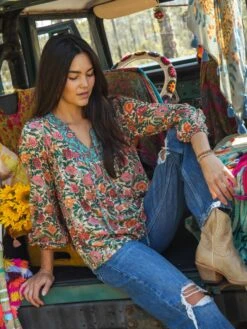 Natural Life Rowan Top - Cream Turquoise Mix 7 Natural Life Rowan Top - Cream Turquoise Mix -Natural Life Shop 484A4116 20copy