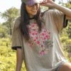 Natural Life Ringer Oversized Tee Shirt - Grow Your Own Way