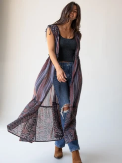 Natural Life Ayla Kimono - Navy Red Stripe Floral -Natural Life Shop 484A4667 20copy