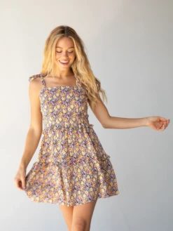 Natural Life Grace Mini Dress - Yellow Purple Floral -Natural Life Shop 484A5132 20copy