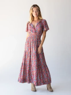 Natural Life Bella Maxi Dress - Red Olive Leaf