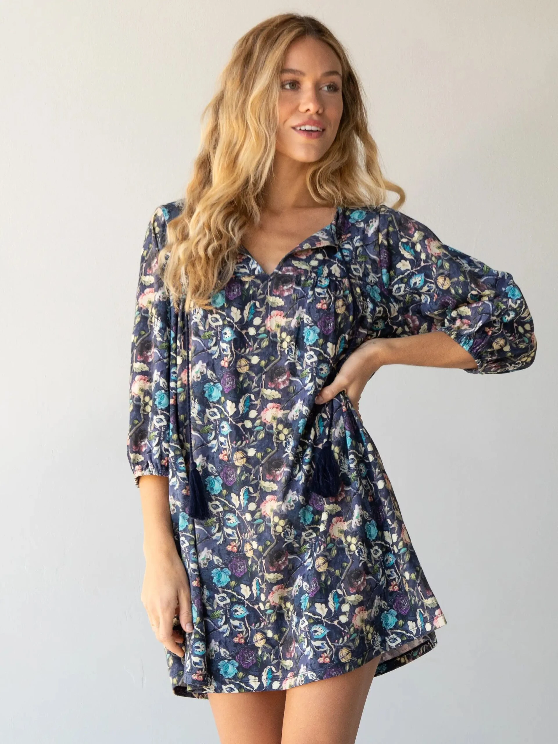 Natural Life Lia Knit Mini Dress - Navy Peacock 1 Natural Life Lia Knit Mini Dress - Navy Peacock