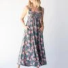 Natural Life Claudia Smocked Maxi Dress - Pink Blue Floral