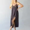 Natural Life Cosette Embroidered Maxi Dress - Charcoal