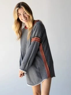 Natural Life Reversible Trim Sweatshirt Dress - Heather Grey -Natural Life Shop 484A6188 20copy