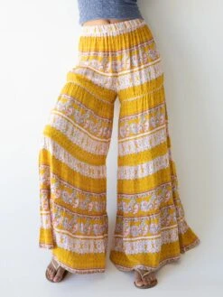 Natural Life Patti Palazzo Pant - Mustard Paisley