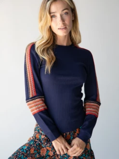 Natural Life London Trim Top - Navy