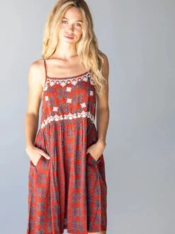 Natural Life Embroidered Sara Dress - Red Wreath -Natural Life Shop 484A6631