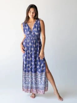 Natural Life Nadia Halter Dress - Navy Paisley